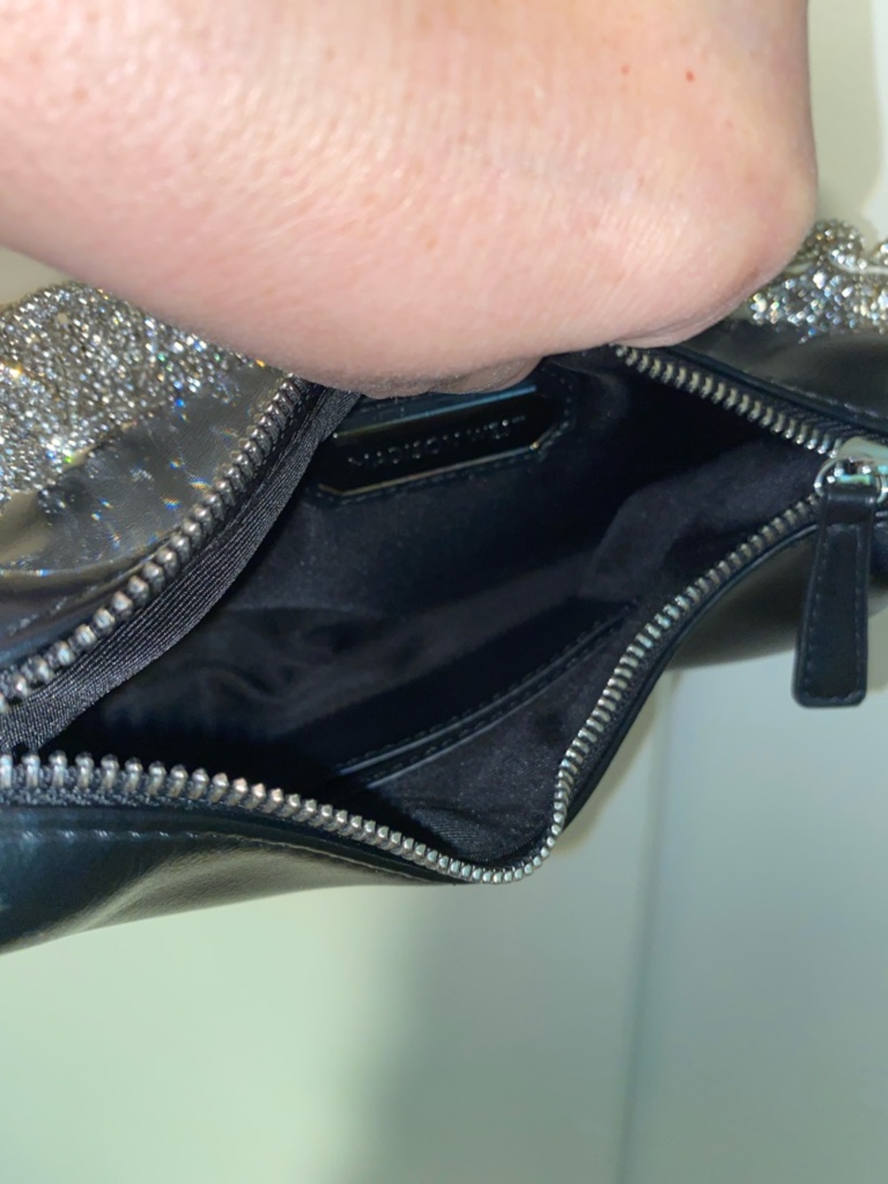 Madison West Black Shoulder Bag with Crystal Strap - Picture 6 of 6
